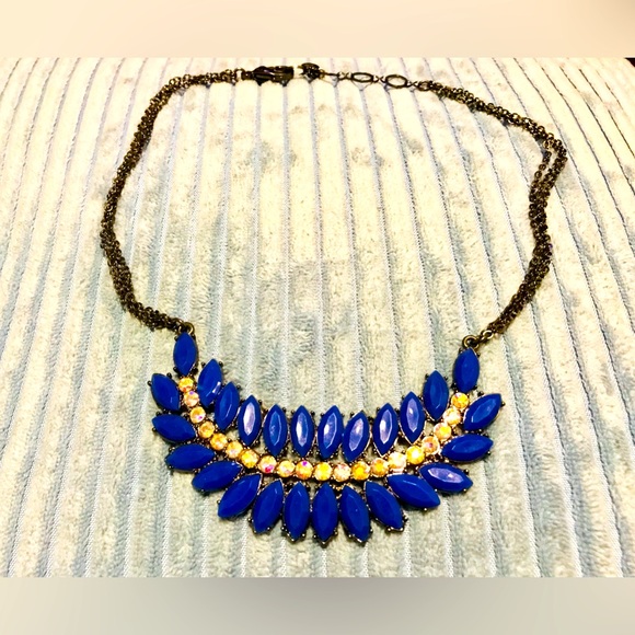 Amrita Statement Blue & Holographic Gems Necklace - Picture 1 of 2